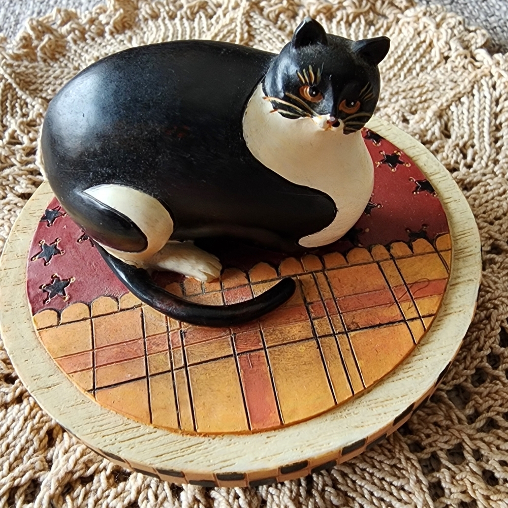 Warren Kimble Fat Cat Folk Art Yankee Candle Jar Lid Topper